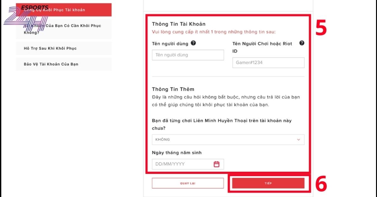 Khôi phục tài khoản Riot nhanh nhất khi mất quyền đăng nhập 16 Cách Khôi phục tài khoản Riot bị hack hoặc đổi gmail bước 5 6