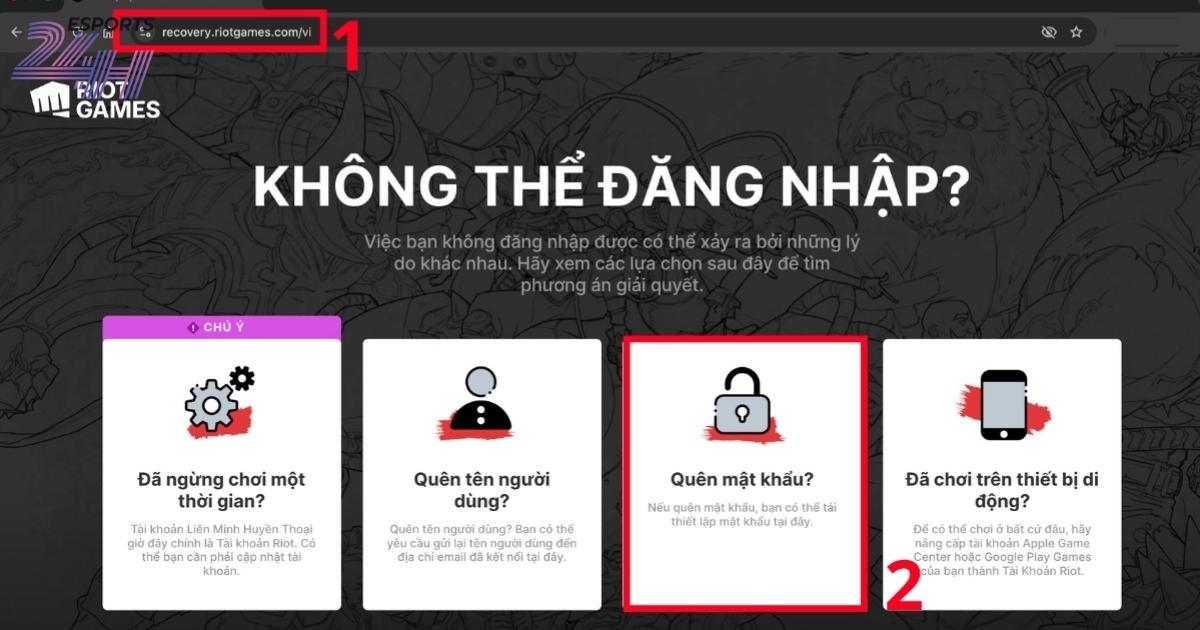 Khôi phục tài khoản Riot nhanh nhất khi mất quyền đăng nhập 1 Cách khôi phục tài khoản Riot Games bằng gmail bước 1 2