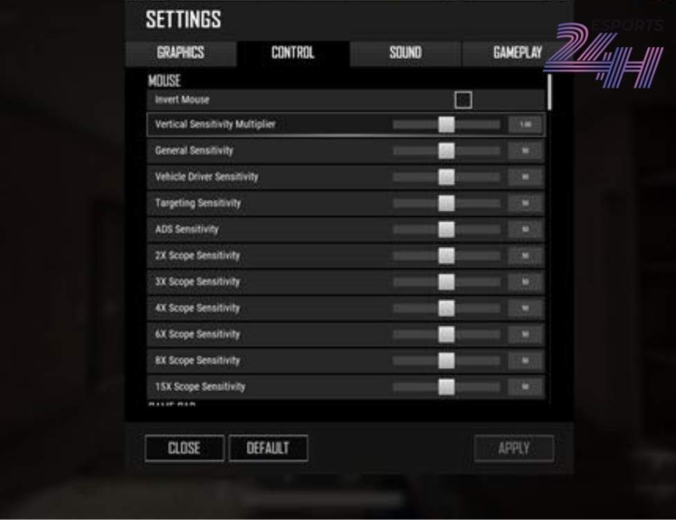 Setting PUBG chuẩn nhất 2026: Tối ưu đồ họa & điều khiển cho mọi cấu hình máy 3 Cài đặt độ nhạy chuột và điều khiển trong PUBG PC