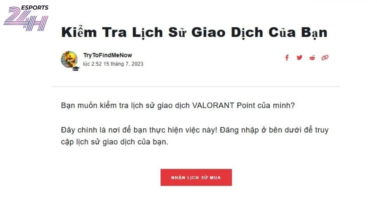 Lịch sử nạp Valorant: Cách kiểm tra giao dịch VP đã nạp nhanh nhất 3 Không thấy lịch sử nạp Valorant phải làm gì