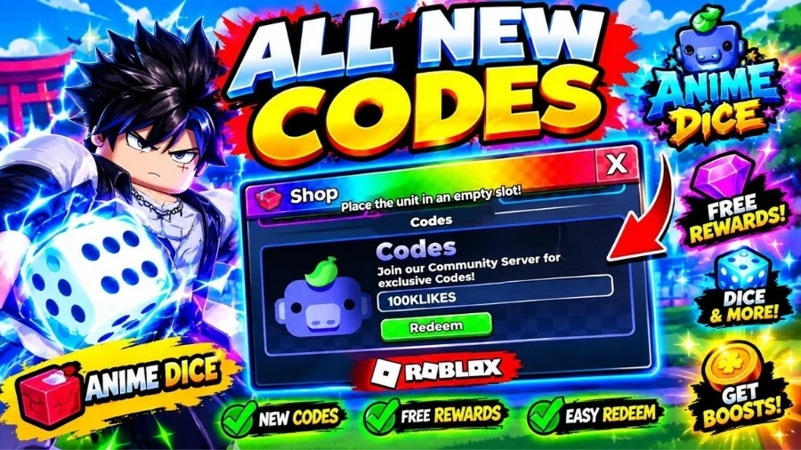 Code Anime Dice Roblox mới nhất 09/2026, cách nhập nhận quà Code Anime Dice Roblox