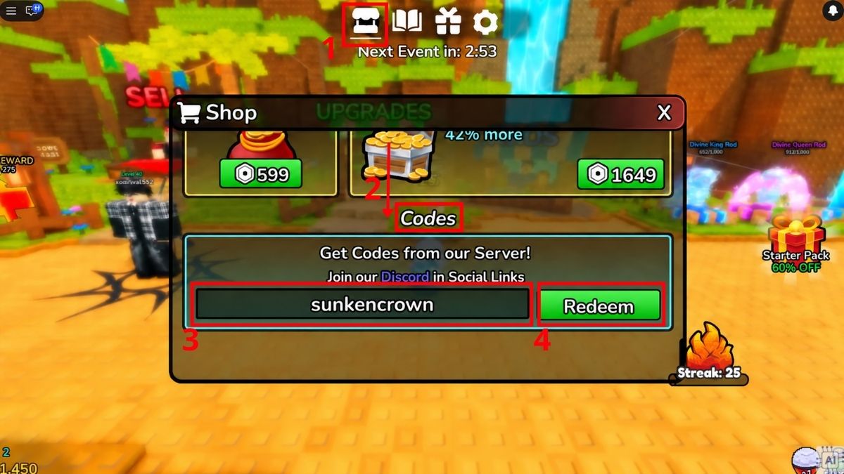 Code Deep Fishing mới nhất 2026: Danh sách code và cách nhập 1 b1 code deep fishing 1