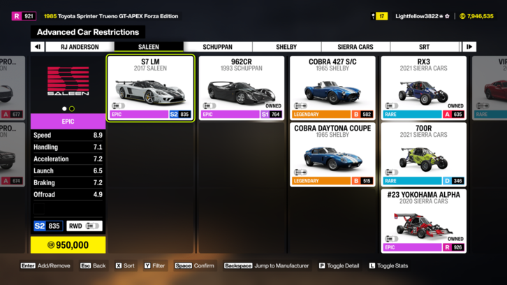 Danh sách siêu xe phần thưởng Forza Horizon 6 Series 2 mới nhất 6 Bảng tổng hợp thời gian và mốc điểm mở khóa xe Series 2