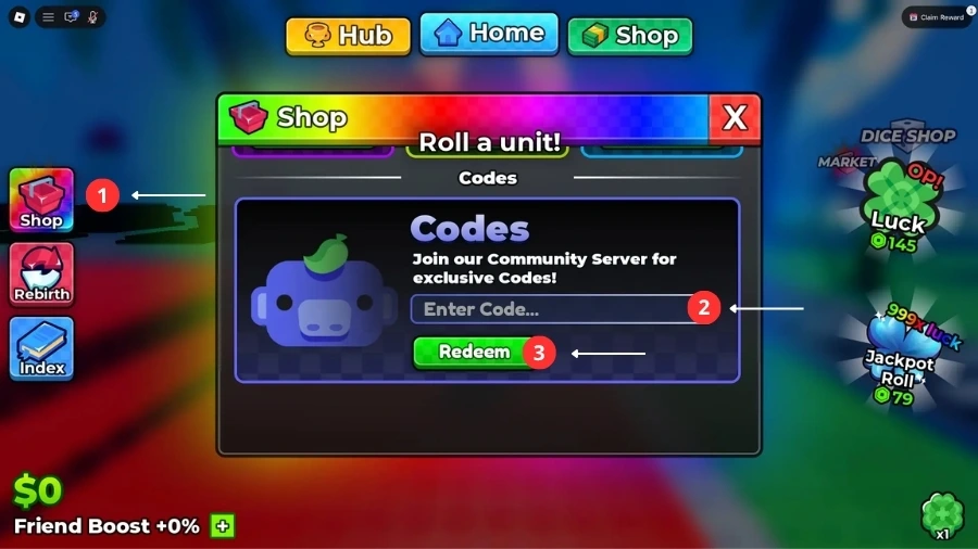 Code Anime Dice Roblox mới nhất 09/2026, cách nhập nhận quà 1 Các bước để nhập code Anime Dice chuẩn xác