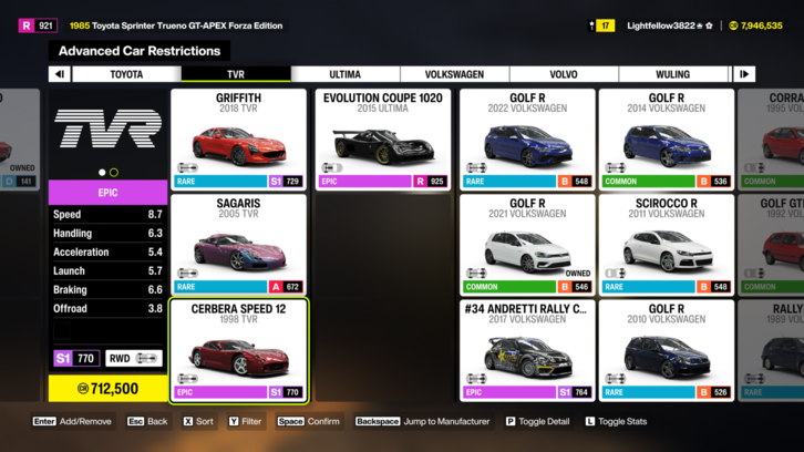 Danh sách siêu xe phần thưởng Forza Horizon 6 Series 2 mới nhất 5 Chi tiết phần thưởng theo từng mùa giải tuần